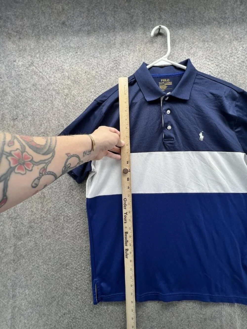 Polo Ralph Lauren Polo Shirt Men Medium Blue Colorblock Performance Golf Jersey